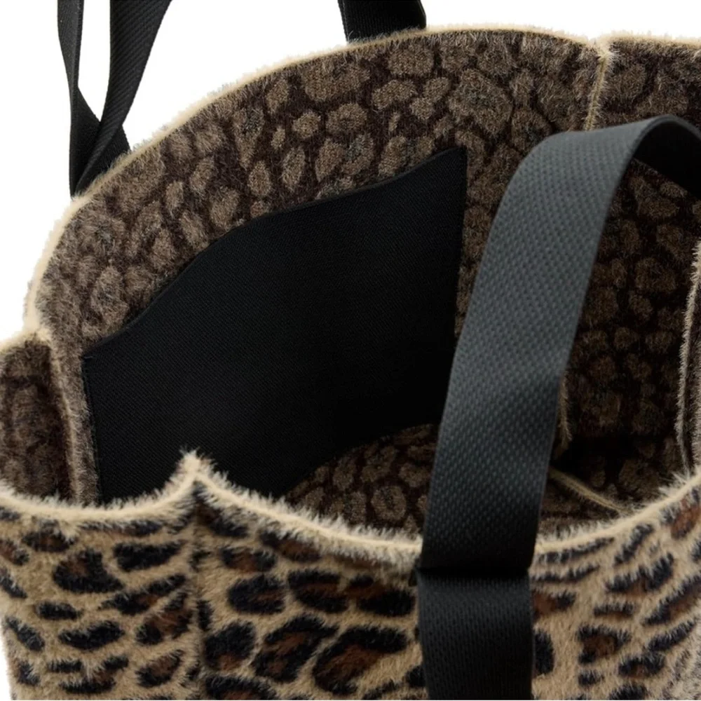 All Saints Leopard Print Tote with Black Handles - Picture 3 of 4